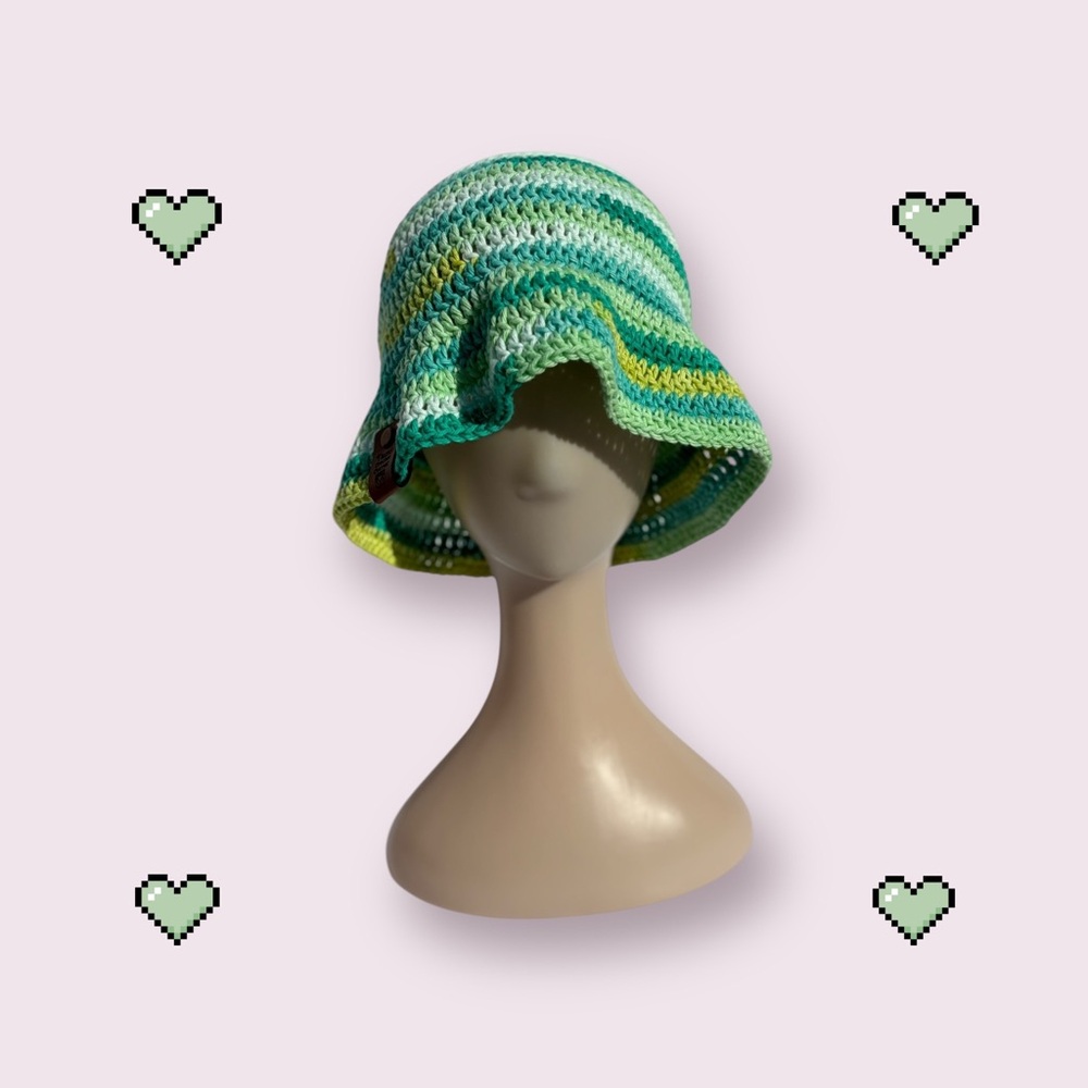 Vibrant Green and Yellow Crochet Hat